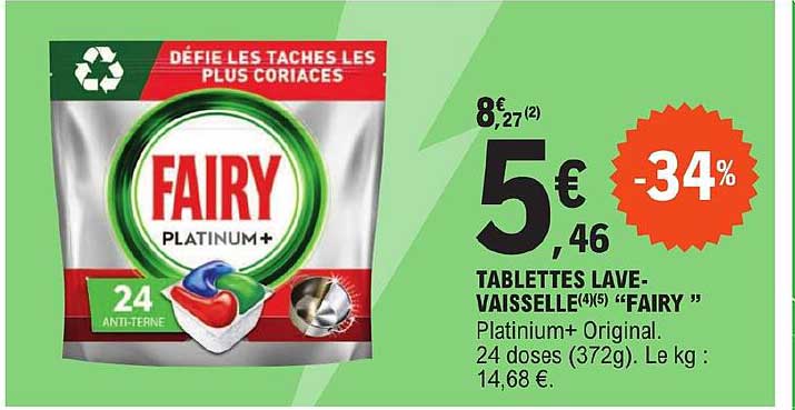 tablettes lavevaisselle fairy