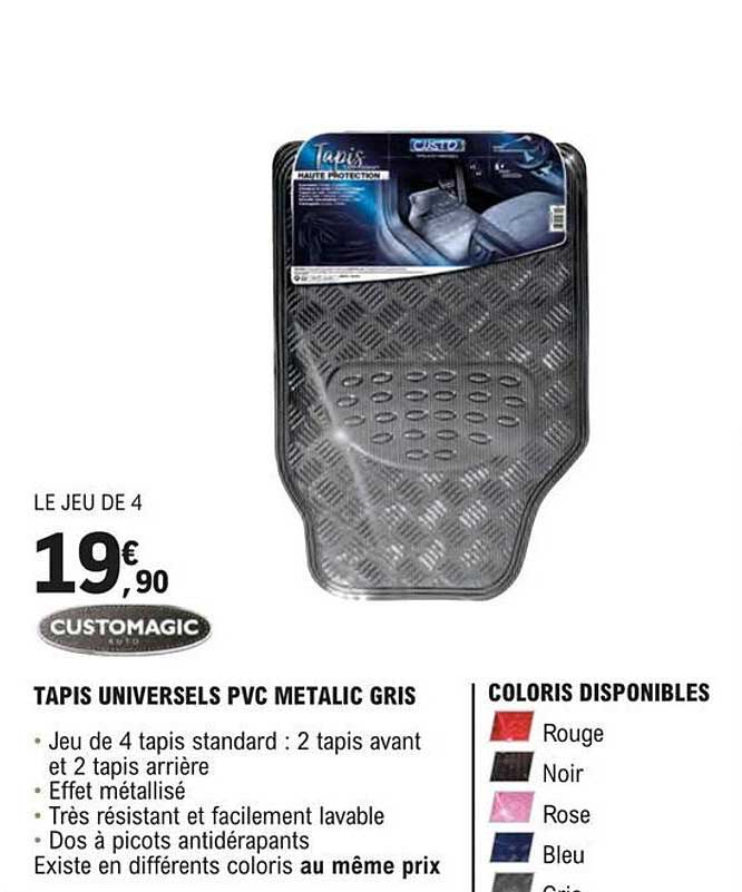 tapis universels pvc metalic gris customagic