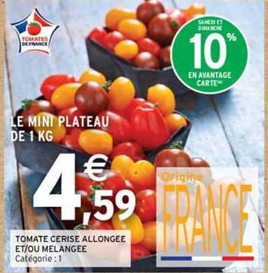 tomate cerise allongée et/ou melangée