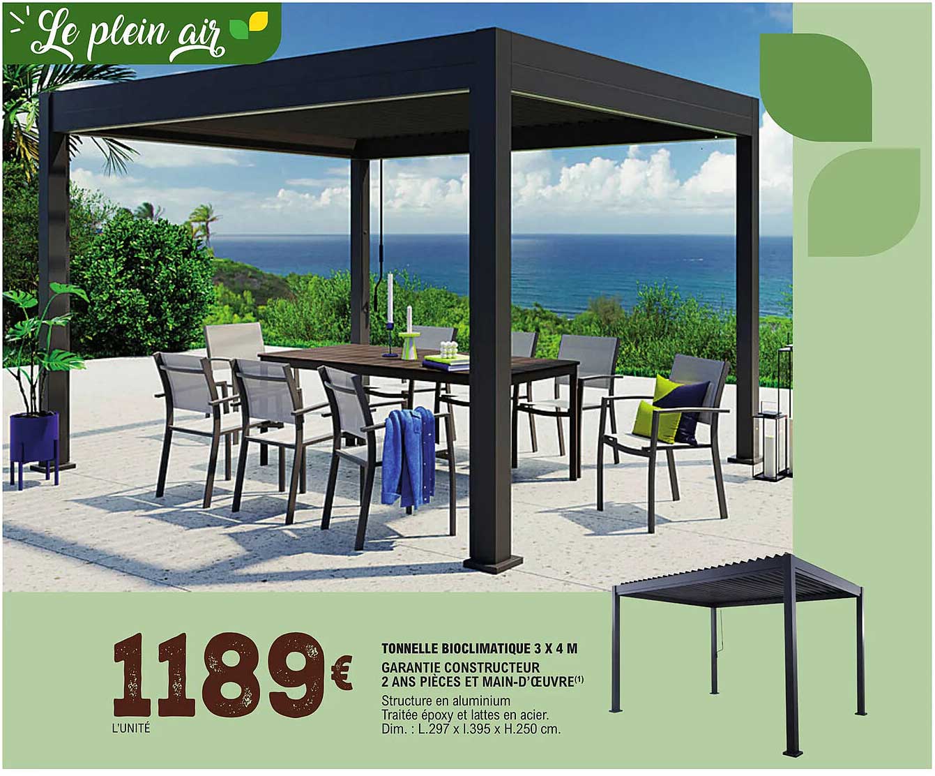 Tonnelle Bioclimatique 3 X 4 M