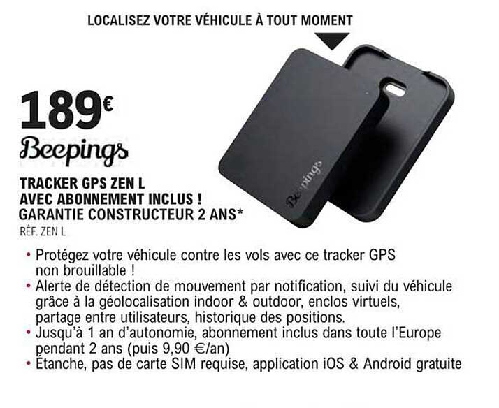 tracker gps zen l avec abonnement inclus ! garantie constructeur 2 ans