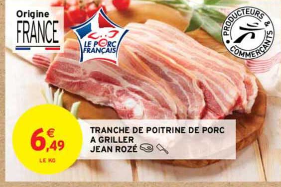 tranche de poitrine de porc à griller jean rozé