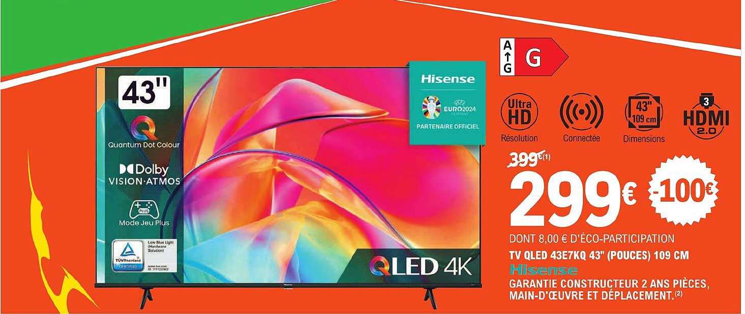 Tv Qled 43e7kq 43" (pouces) 109 Cm Hisense