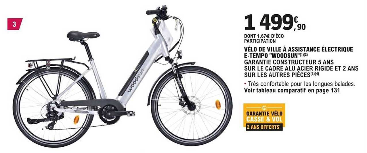 vélo de ville à assistance électrique e-tempo "woodsun"