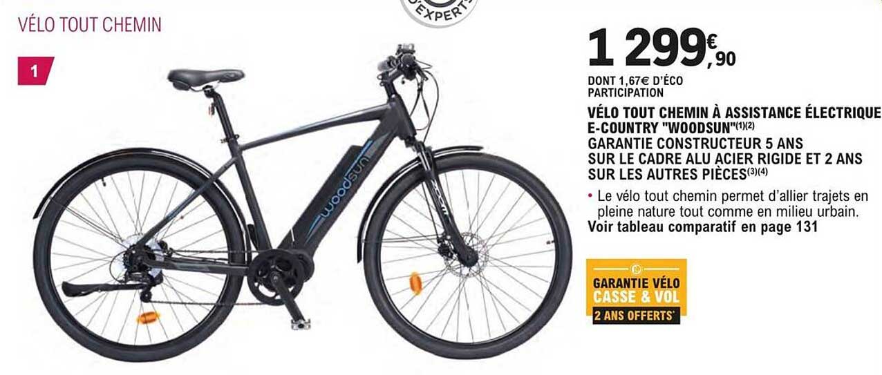 vélo tout chemin à assistance électrique e-country "woodsun"