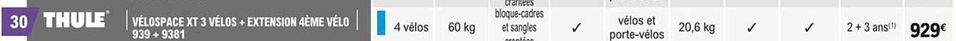 vélospace xt 3 vélos + extension 4ème vélo 393 + 9381 thule