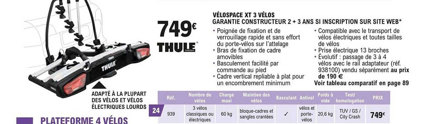 vélospace xt 3 vélos thule
