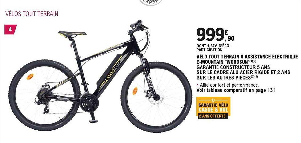 vélot tout terrain à assistance électrique e-mountain "woodsun"