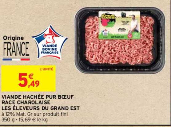 viande hachée pur bœuf race charolaise les éleveurs du grand est