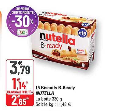 15 biscuits b-ready nutella