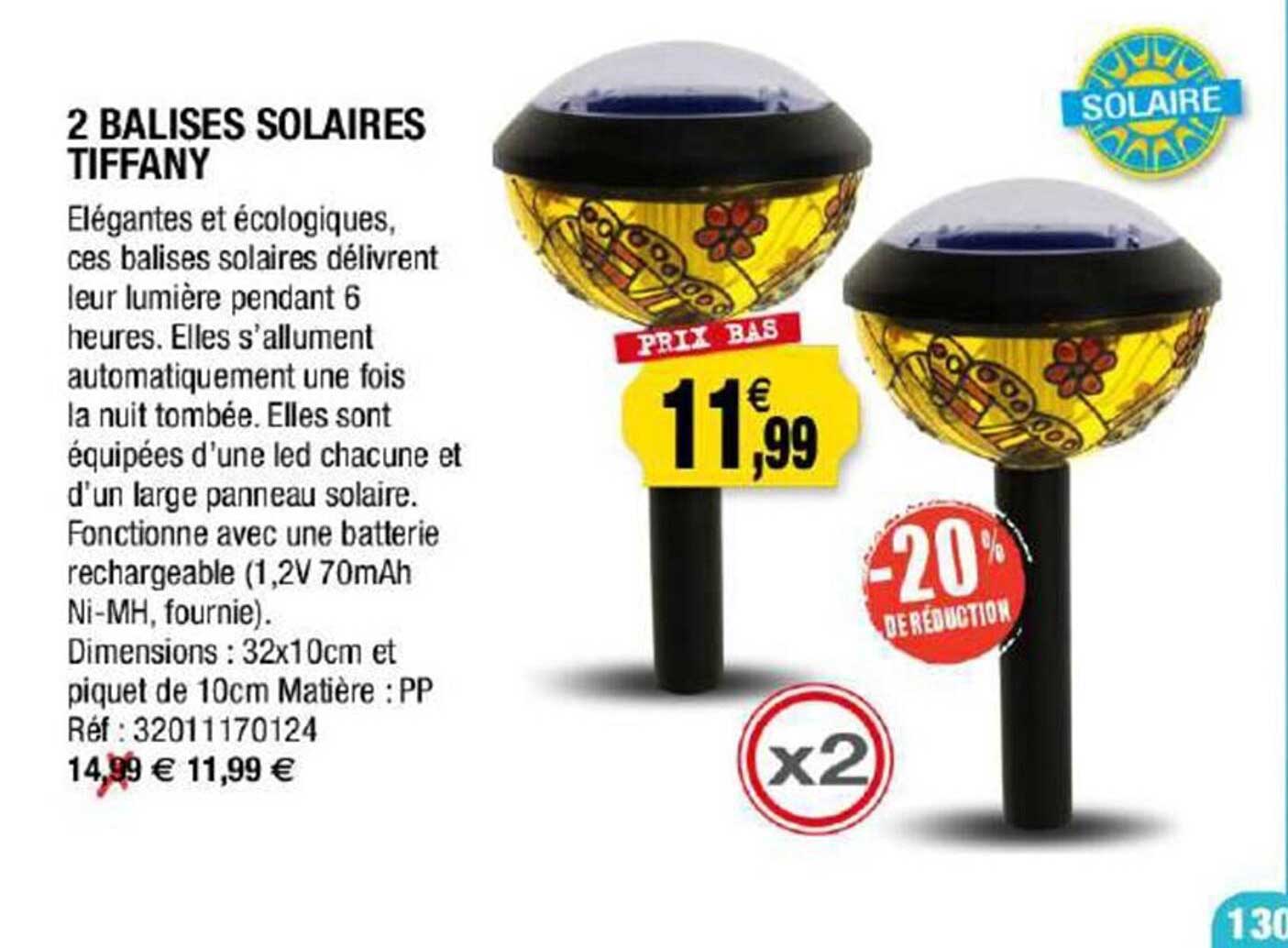 2 balises solaires tiffany