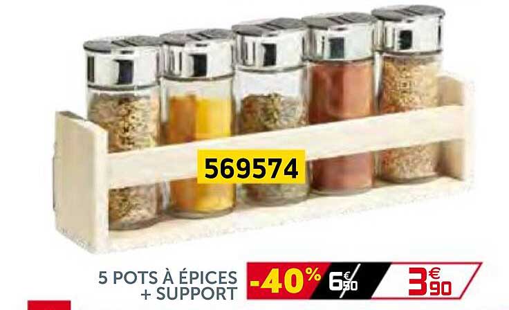 5 Pots à épices + Support