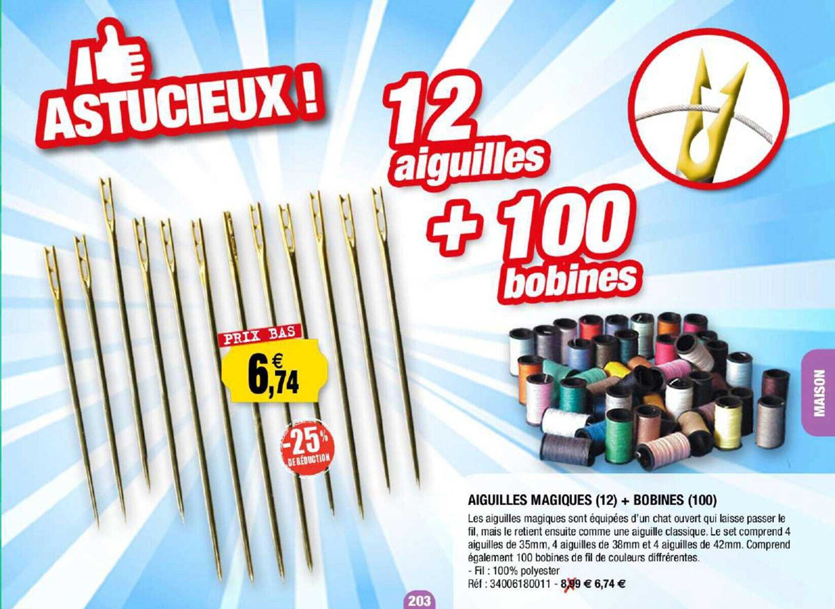 aiguilles magiques (12) + bobines (100)