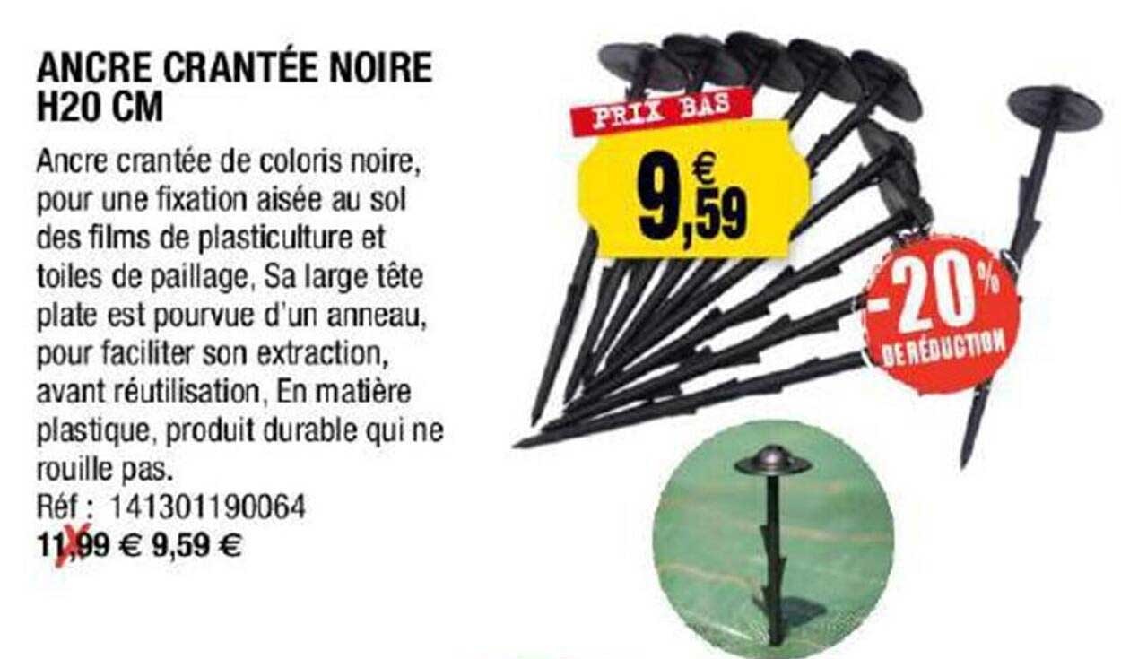 ancre crantée noire h 20 cm