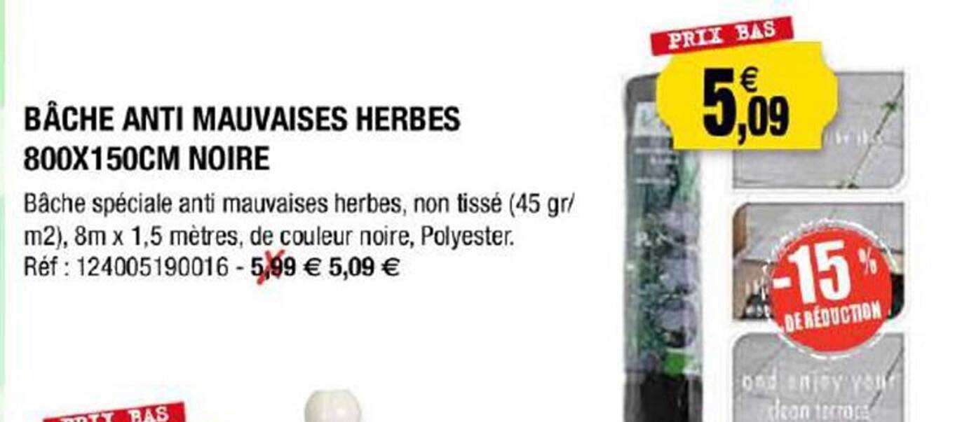 Bâche Anti Mauvaises Herbes 800 X 15cm Noire