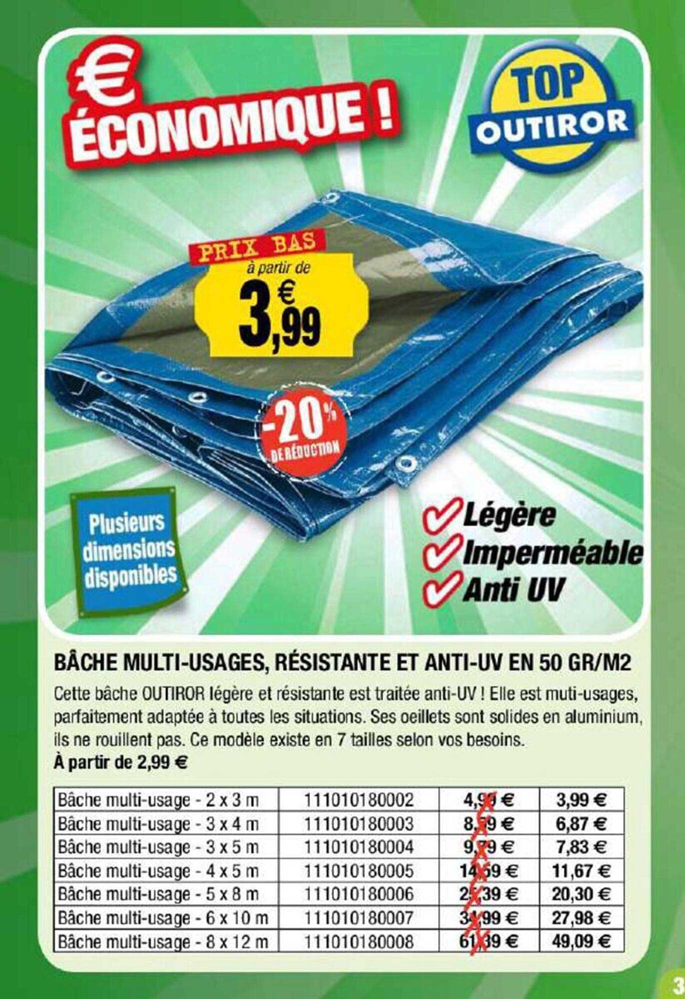 bâche multi-usages, résistante et anti-uv en 50 gr-m²