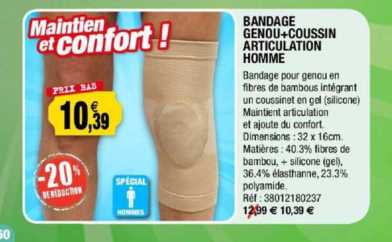 bandage genou + coussin articulation homme