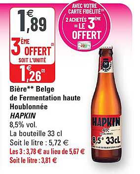 Bière Belge De Fermentation Haute Houblonnée Hapkin