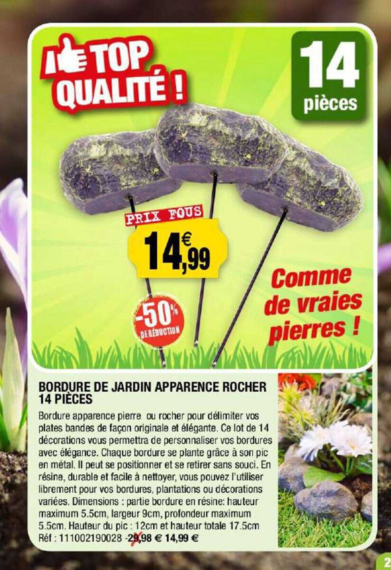 bordure de jardin apparence rocher 14 pièces