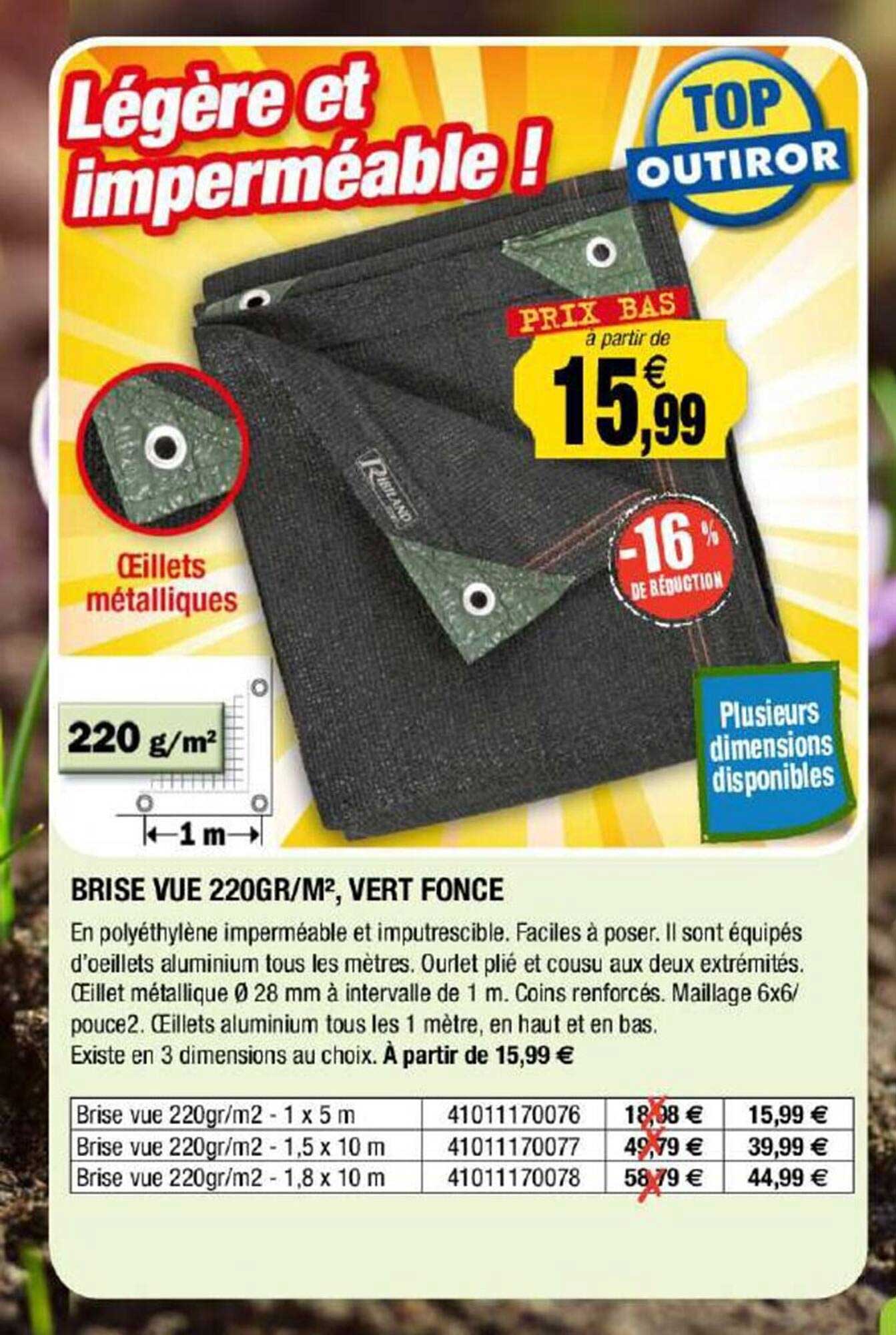 brise vue 220 gr-m², vert foncé