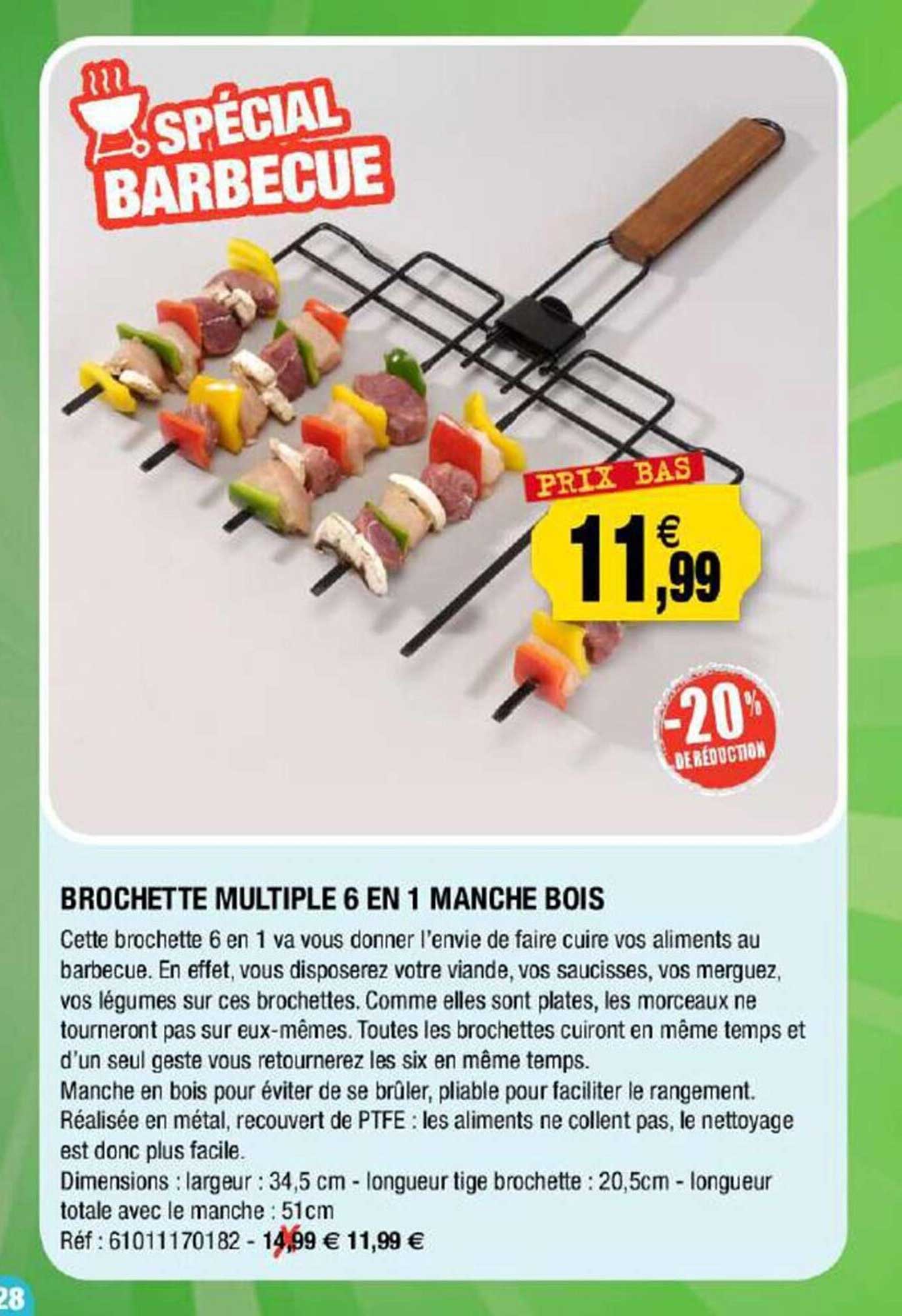 brochette multiple 6 en 1 manche bois