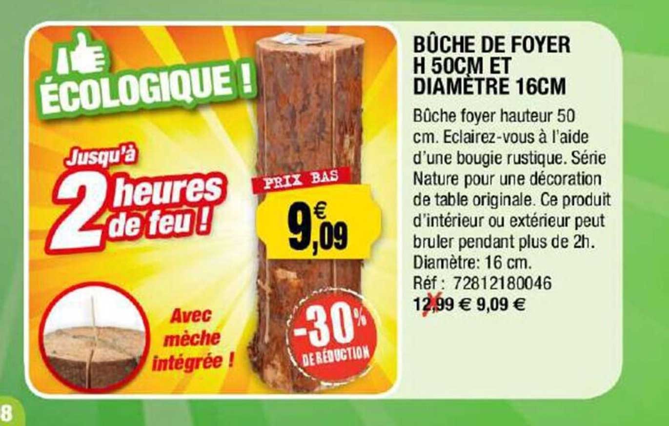 Bûche De Foyer H 50 Cm Et Diamètre 16 Cm