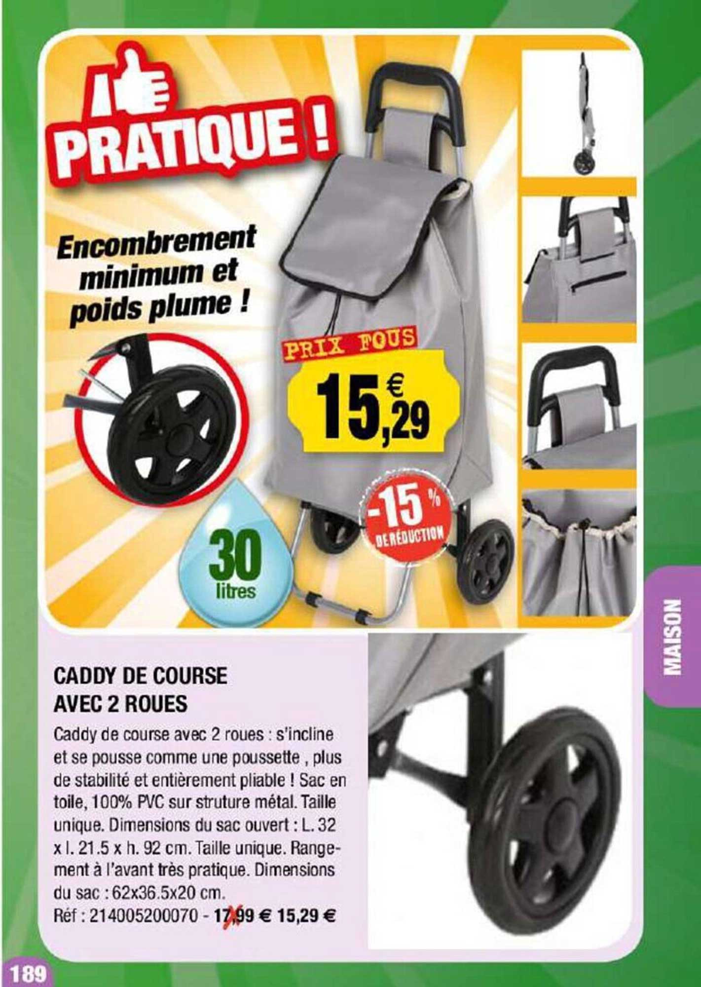 caddy de course avec 2 roues