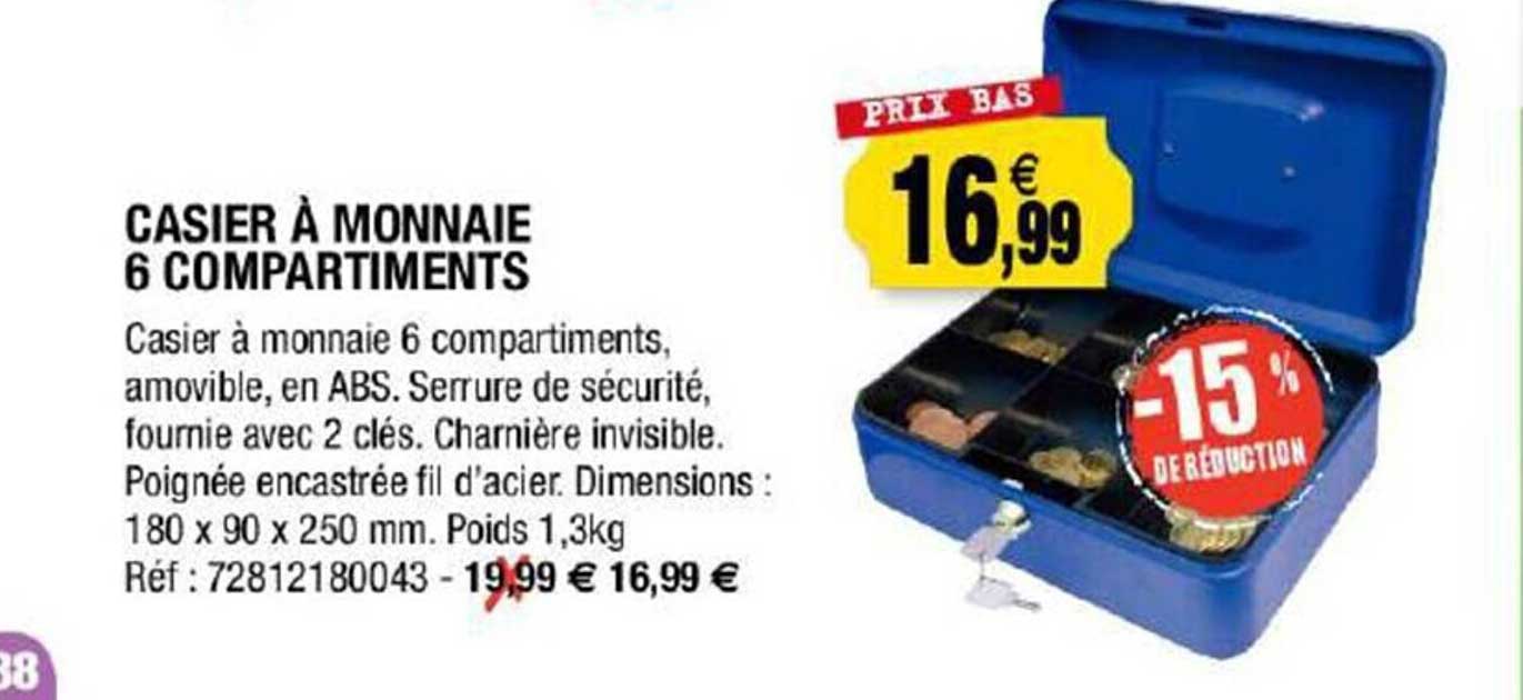 casier à monnaie 6 compartiments