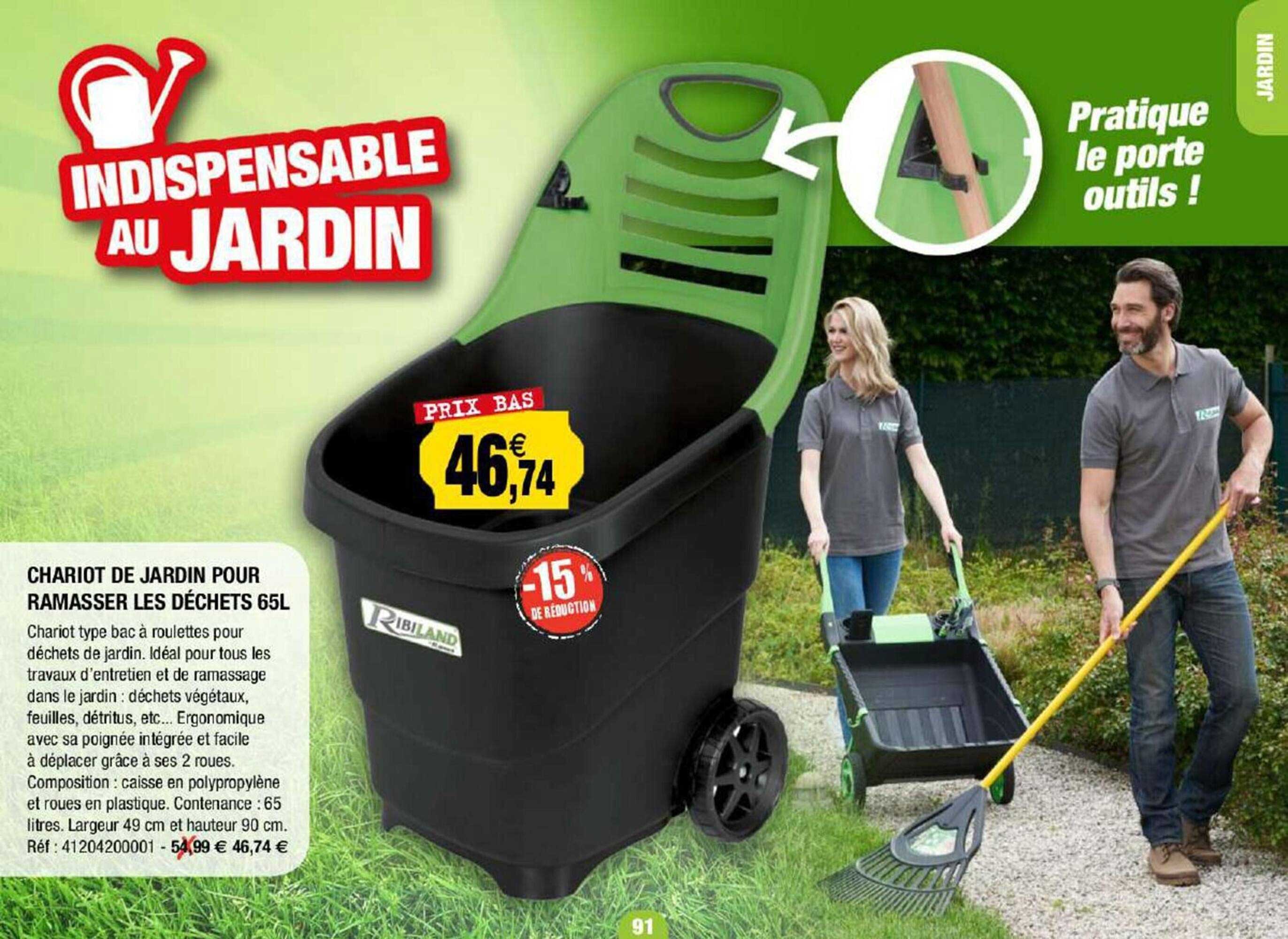 Chariot De Jardin Pour Ramasser Les Déchets 65 L