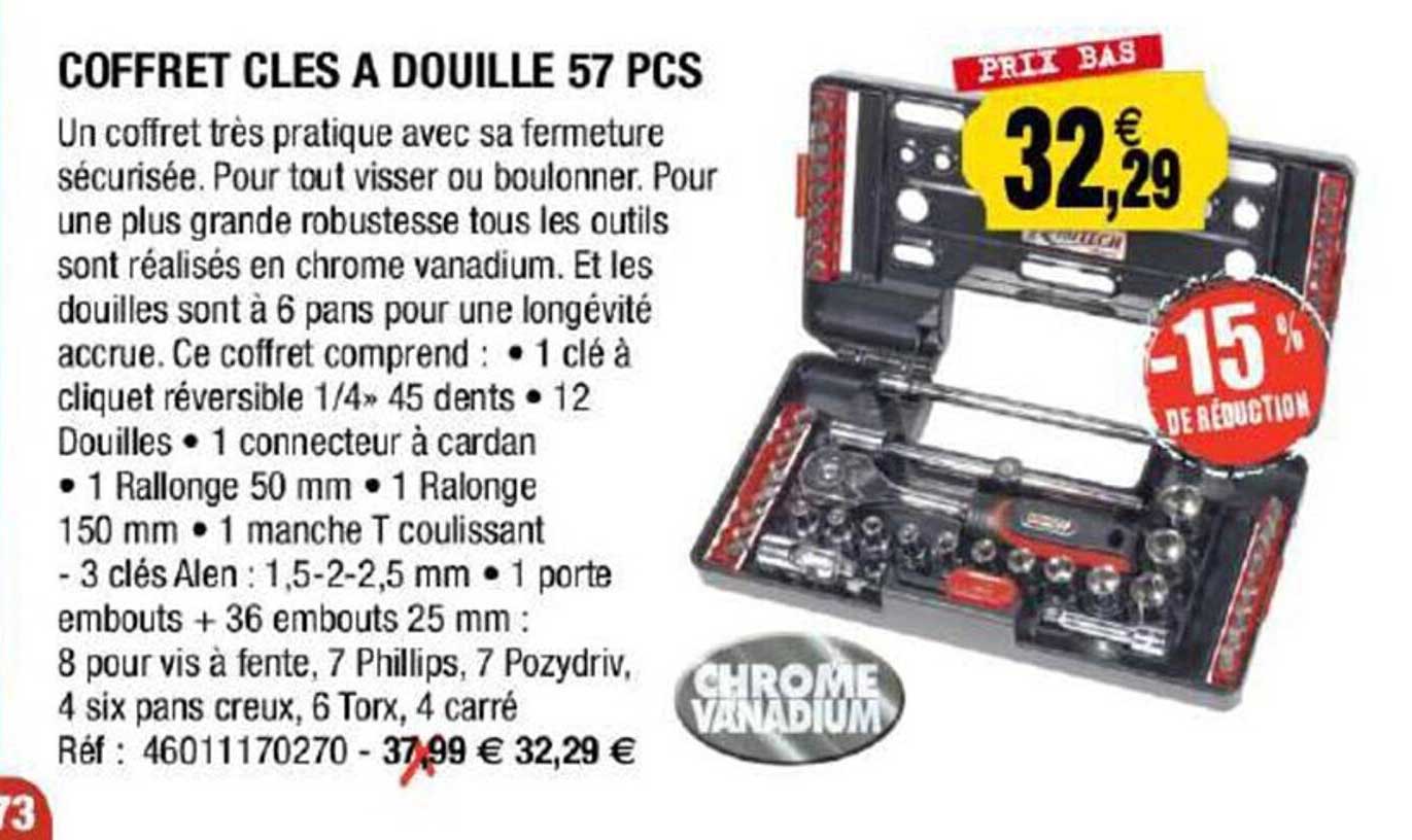 coffret clés à douille 57 pcs
