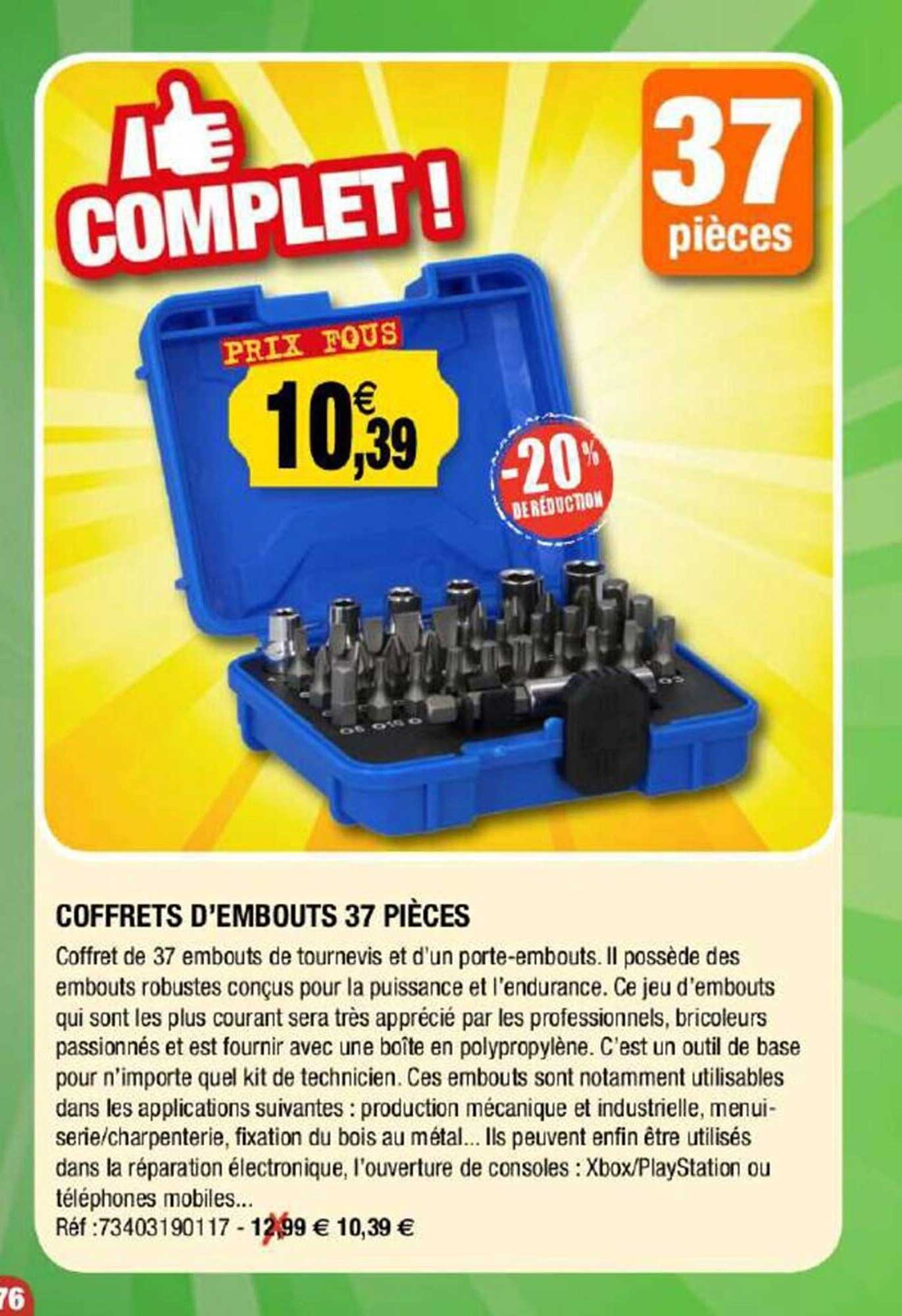 coffret d'embouts 37 pièces