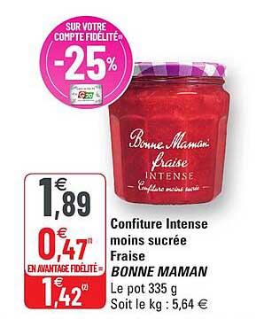 confiture intense moins sucrée fraise bonne maman