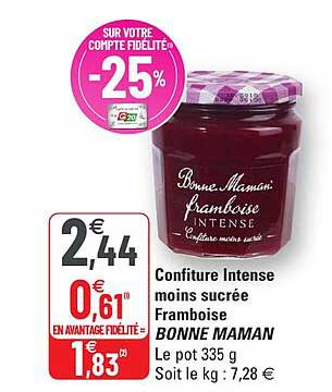confiture intense moins sucrée framboise bonne maman