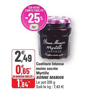 confiture intense moins sucrée myrtille bonne maman