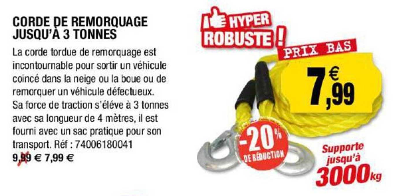 corde de remorquage jusqu'à 3 tonnes