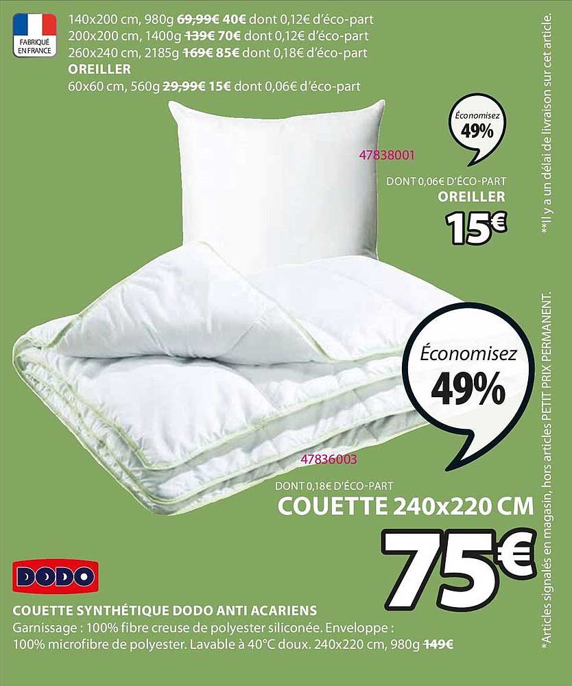 couette synthétique dodo anti acariens