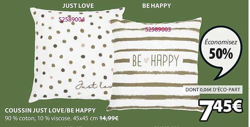 coussin just love-be happy