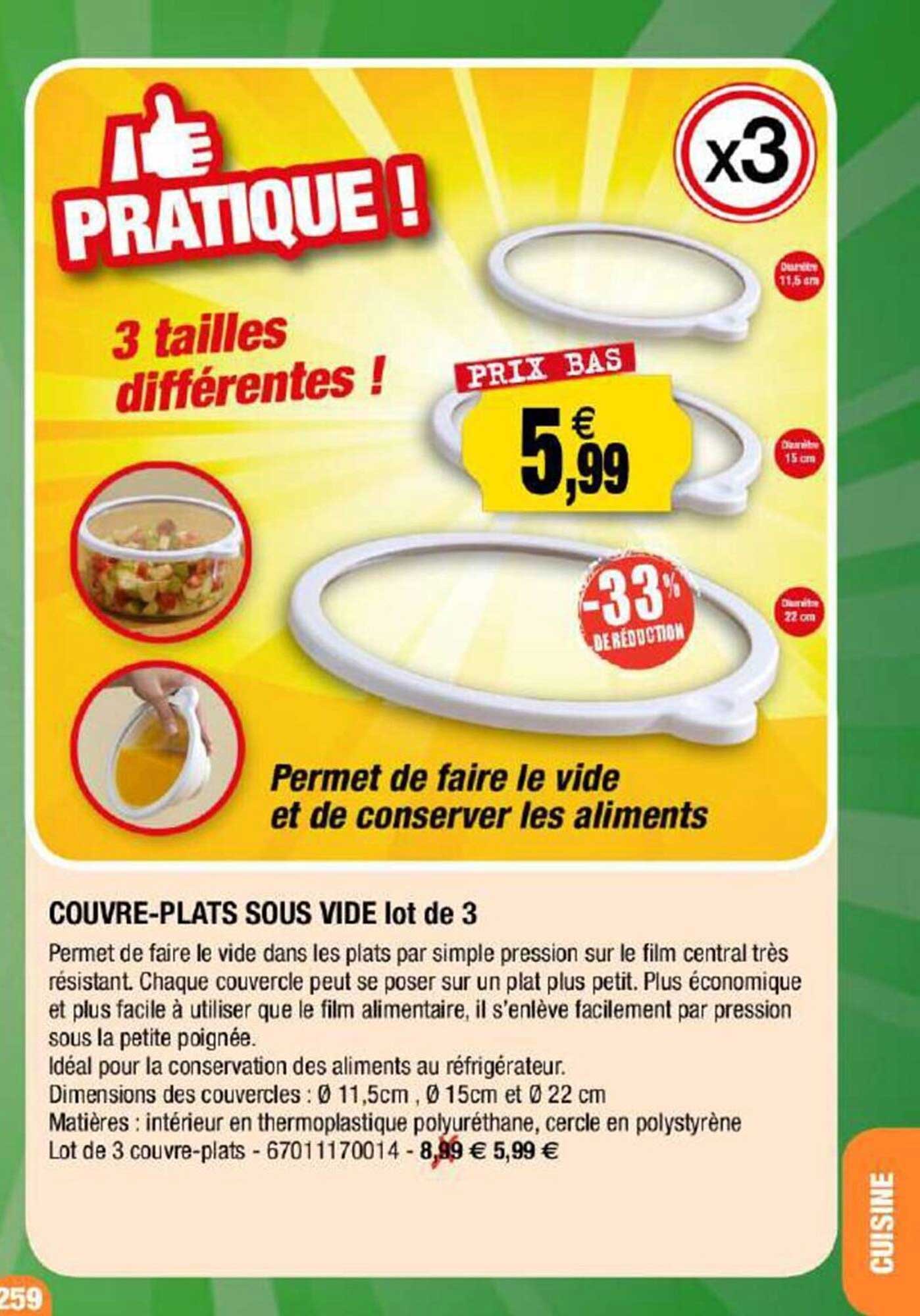 couvre-plats sous vide - lot de 3