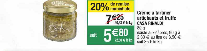 crème à tartiner artichauts et truffe casa rinaldi