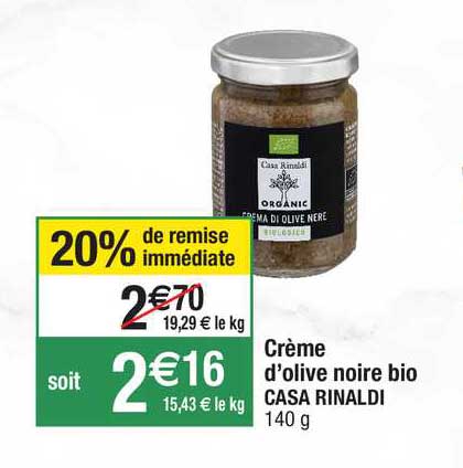 crème d'olive noire bio casa rinaldi