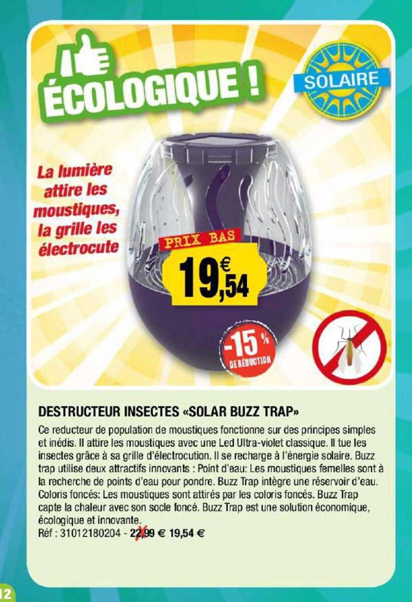 destructeur insectes «solar buzz trap»