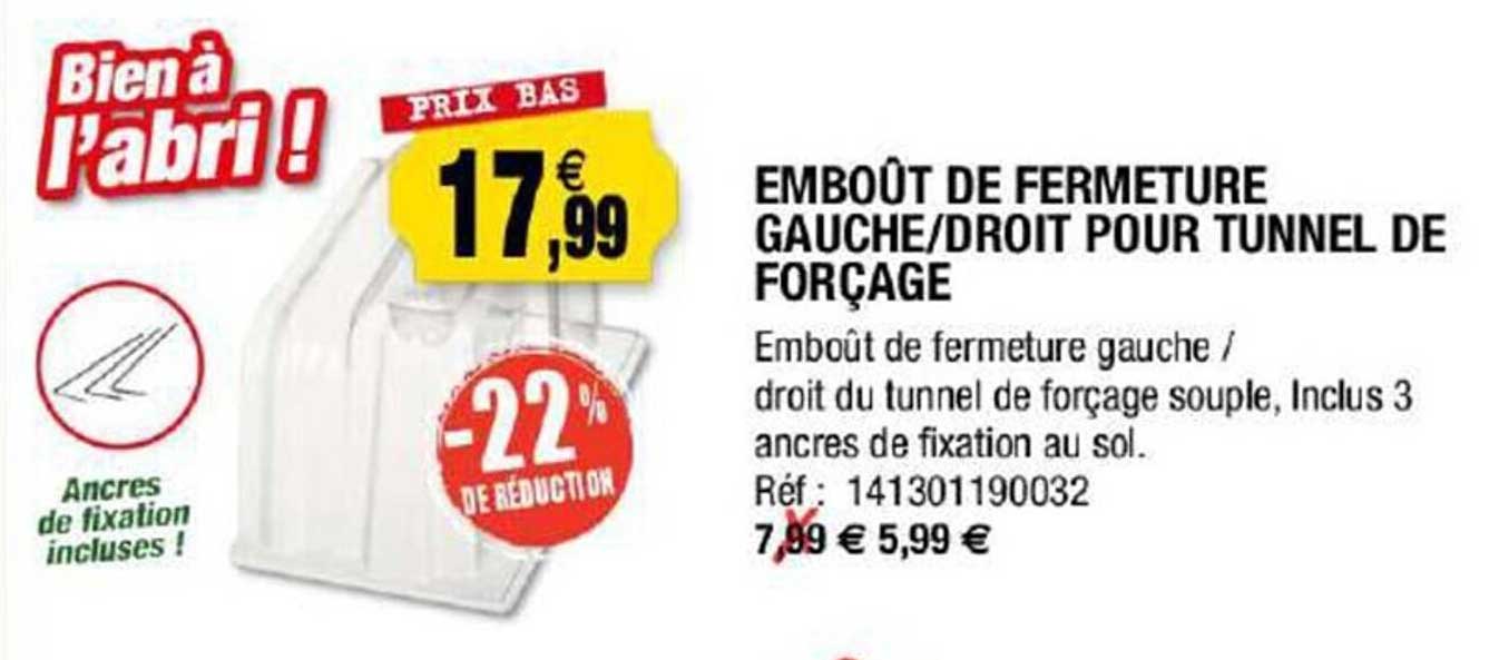 emboût de fermeture gauche - droit pour tunnel de forçage