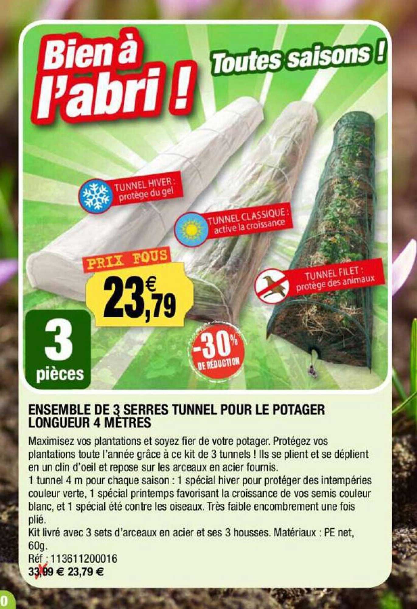 ensemble de 3 serres tunnel pour le potager longueur 4 mètres