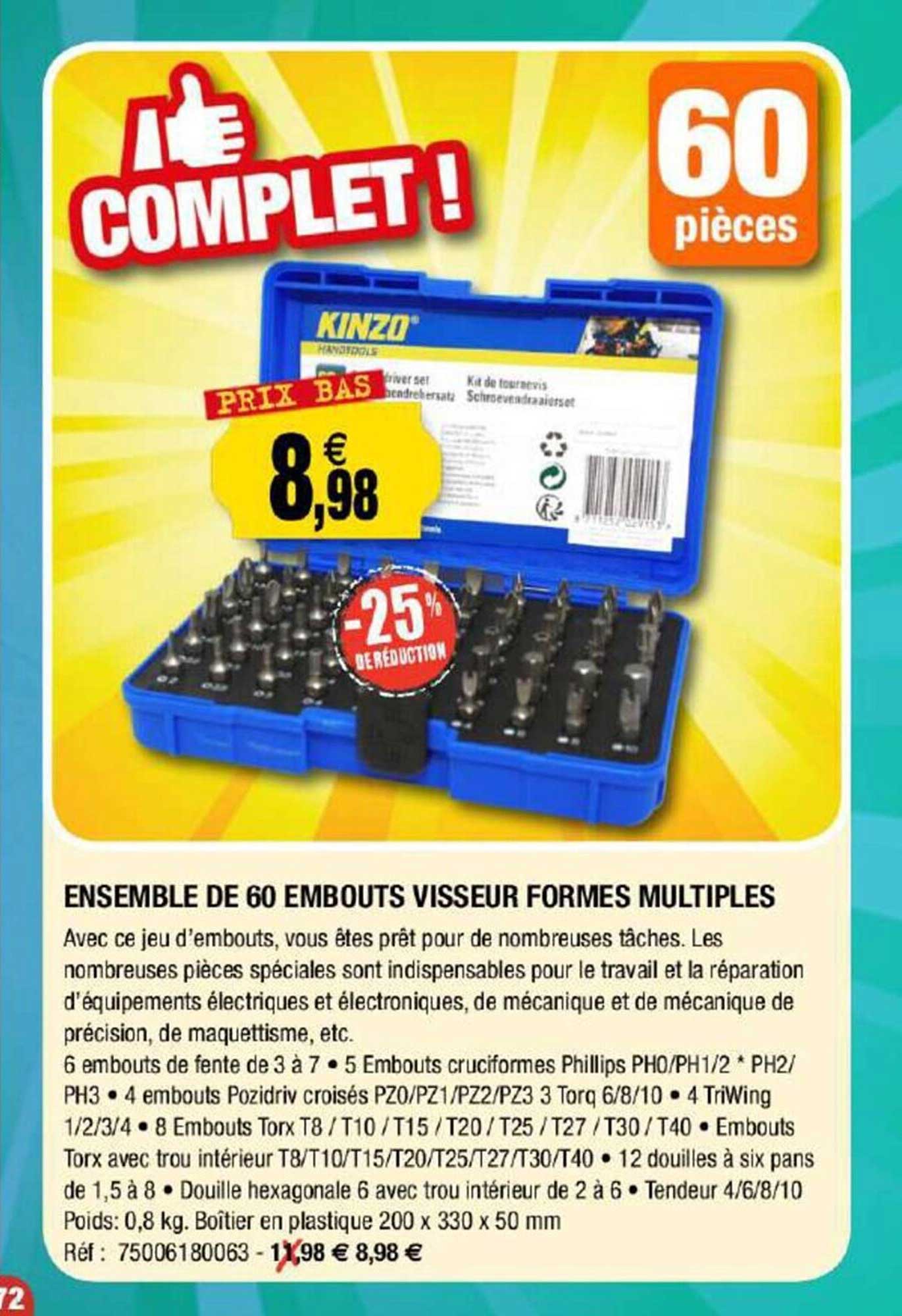 Ensemble De 60 Embouts Visseur Formes Multiple