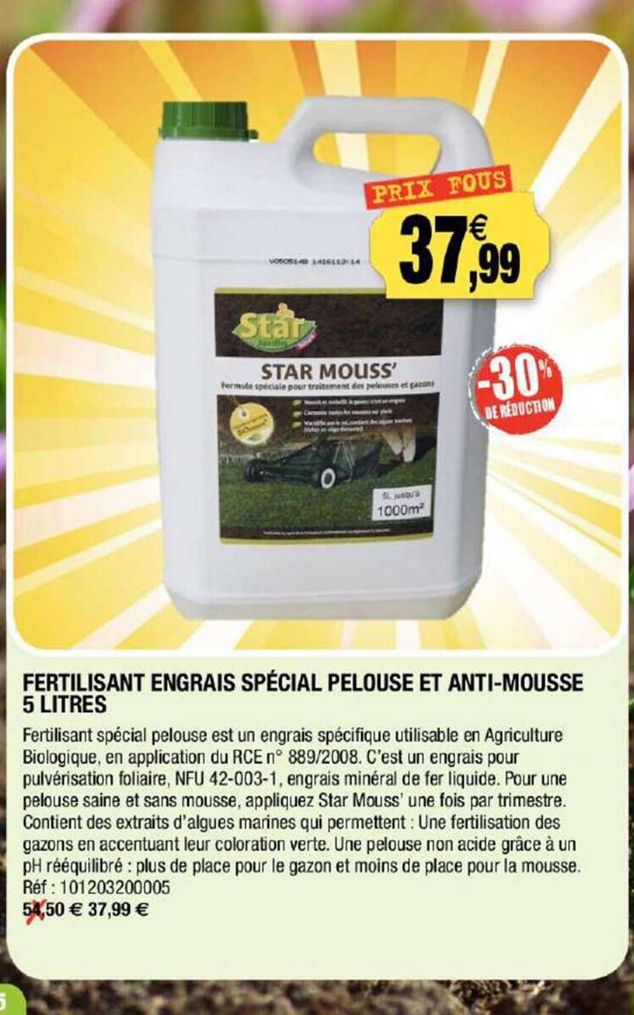 fertilisant engrais spécial pelouse et anti-mousse 5 filtres