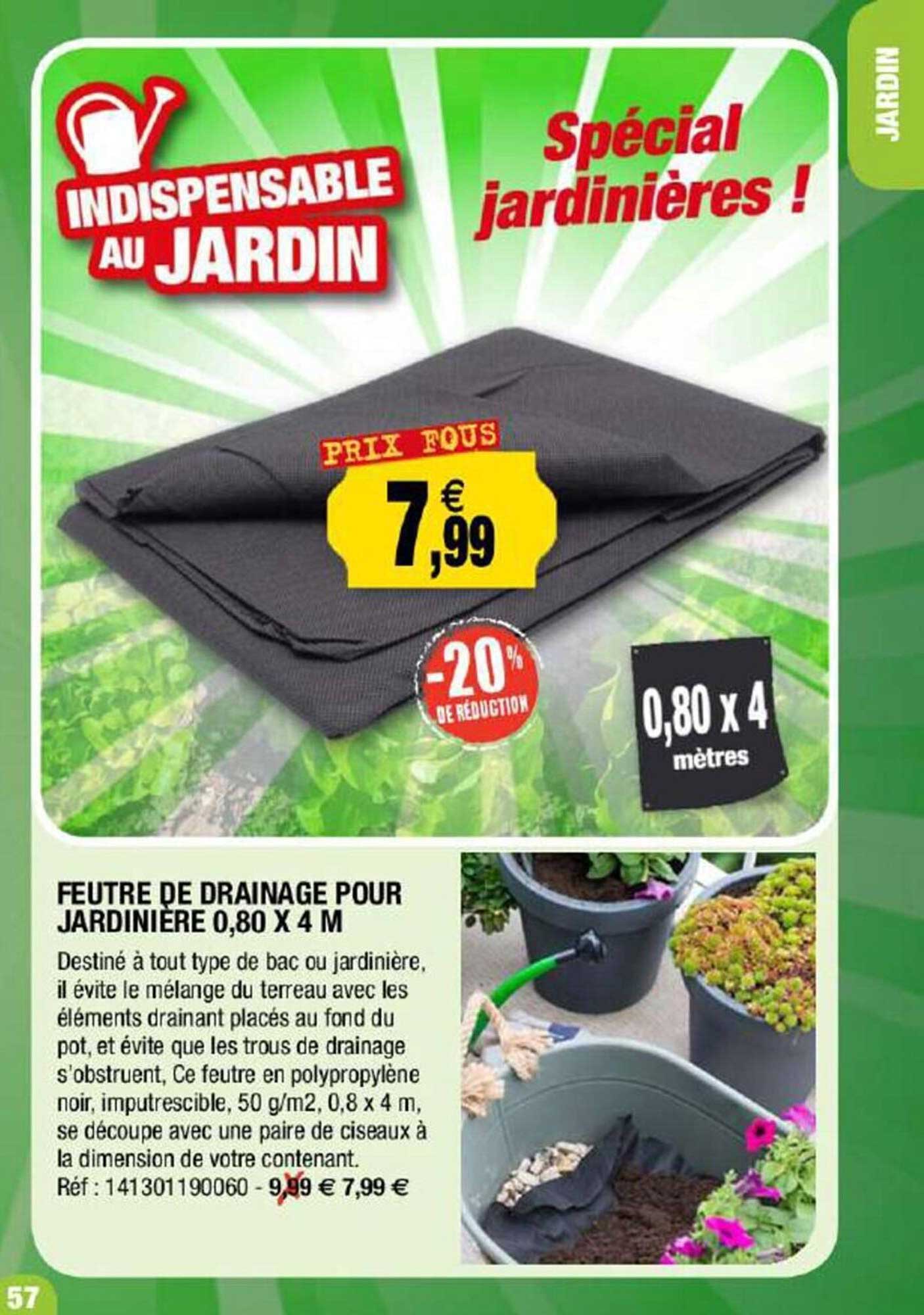 feutre de drainage pour jardinière 0,80 x 4 m