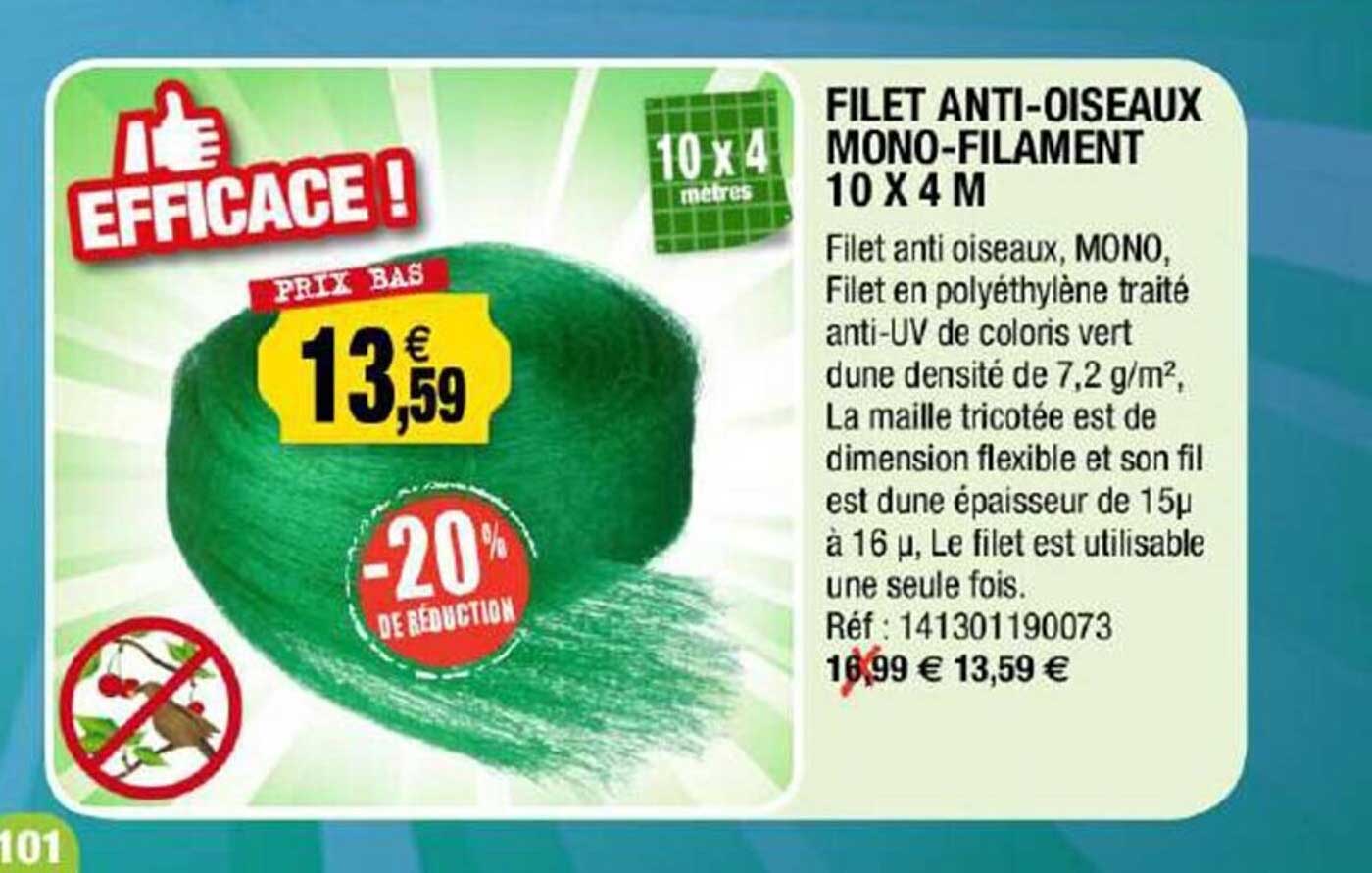 filet anti-oiseaux mono-filament 10 x 4 m