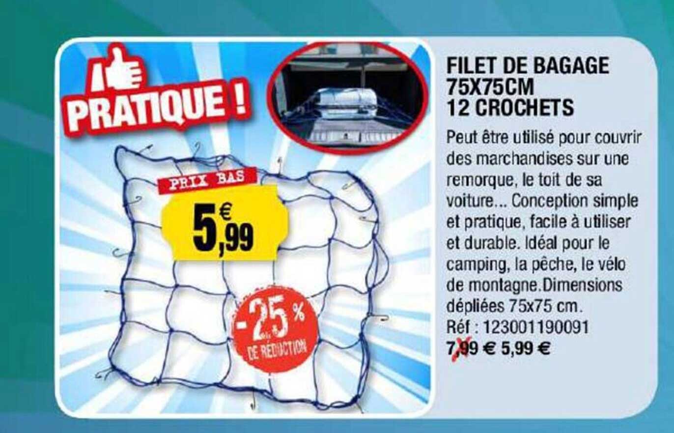 filet de bagage 75 x 75 cm 12 crochets
