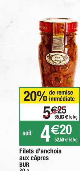 filets d'anchois aux câpres bur