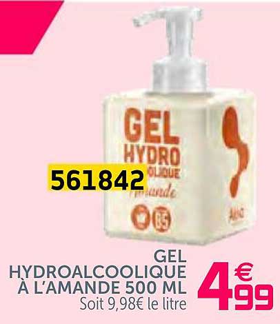 gel hydroalcoolique à l'amande 500 ml